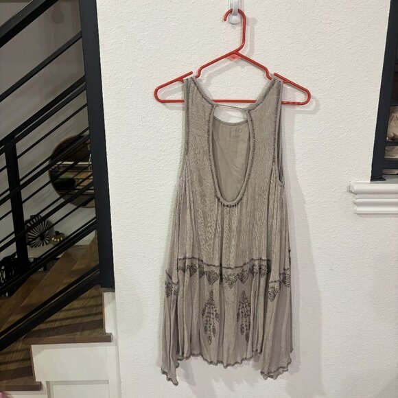 Free People Delilah Beaded Mini Dress Tan - Picture 3 of 7